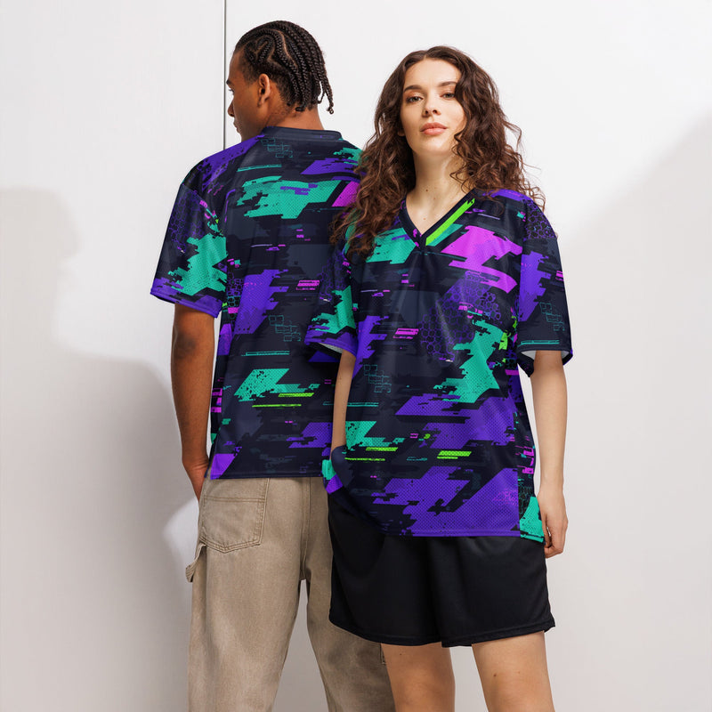Cyberveil Iridescent Glitch CAMO Unisex American Football Jersey