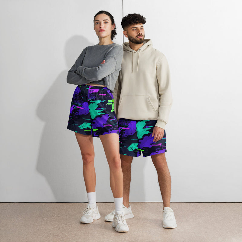 Cyberveil Iridescent Glitch CAMO Unisex Athletic Long Shorts