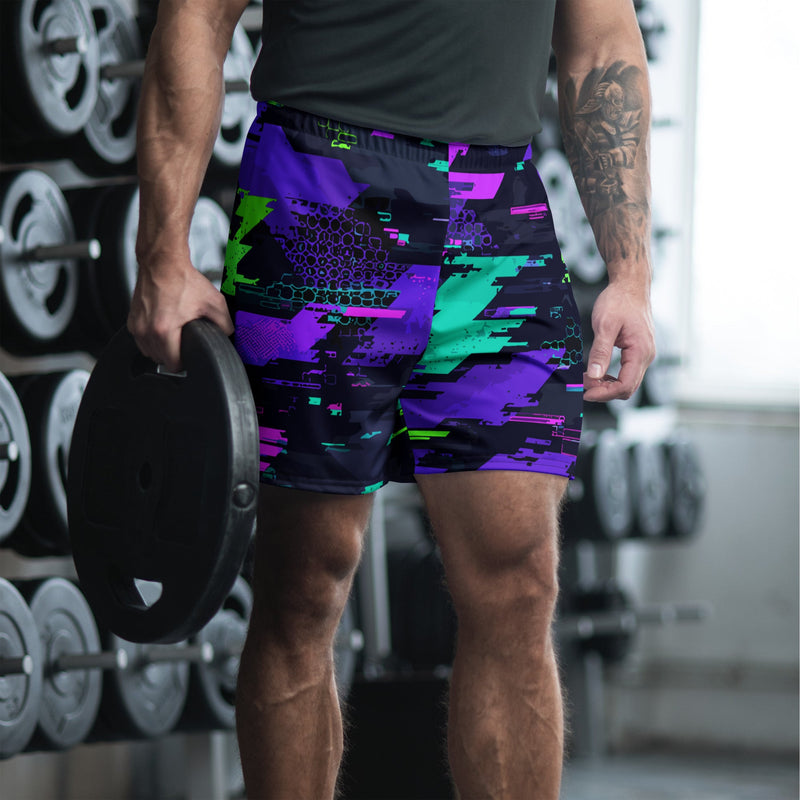 Cyberveil Iridescent Glitch CAMO Unisex Athletic Long Shorts - XS