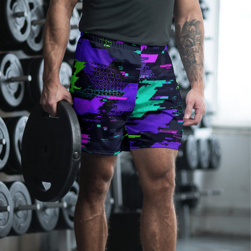 Cyberveil Iridescent Glitch CAMO Unisex Athletic Long Shorts - XS