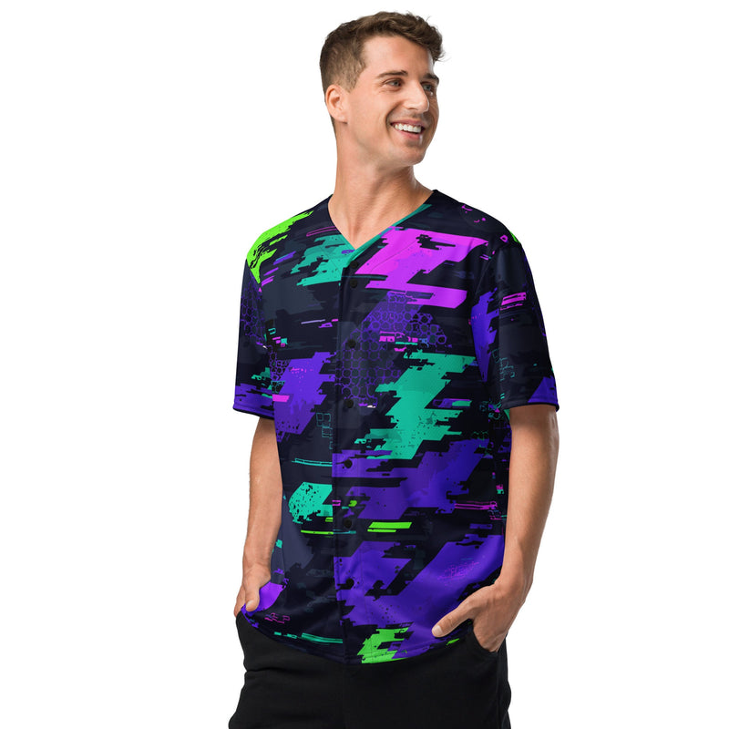 Cyberveil Iridescent Glitch CAMO Unisex Baseball Jersey