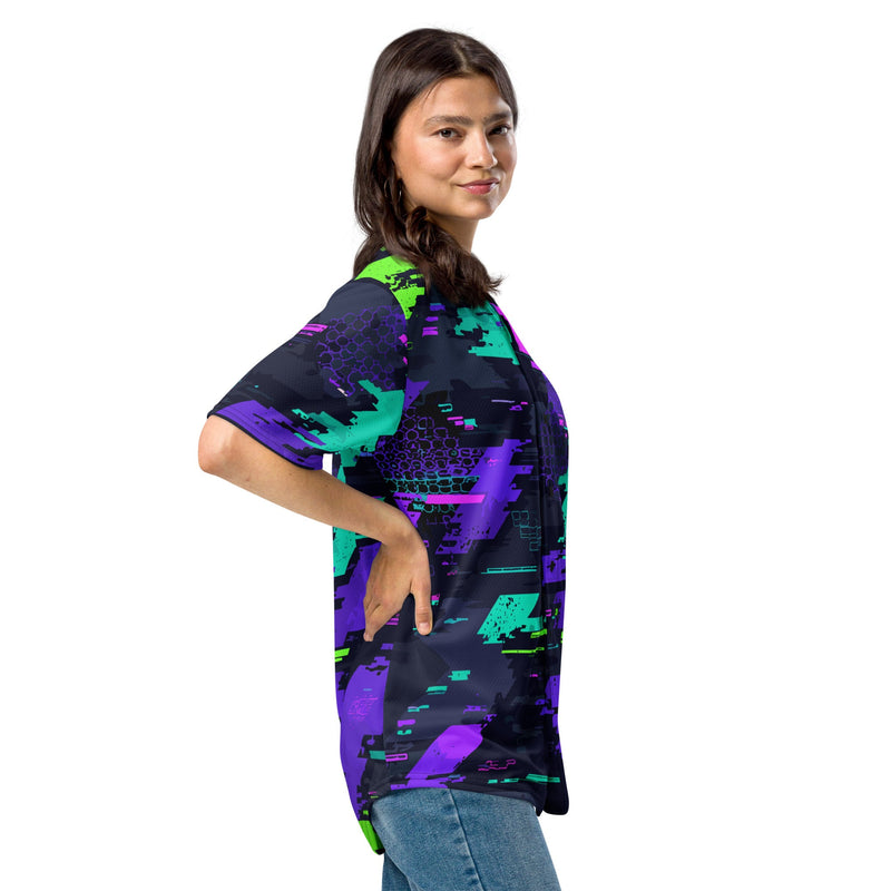 Cyberveil Iridescent Glitch CAMO Unisex Baseball Jersey