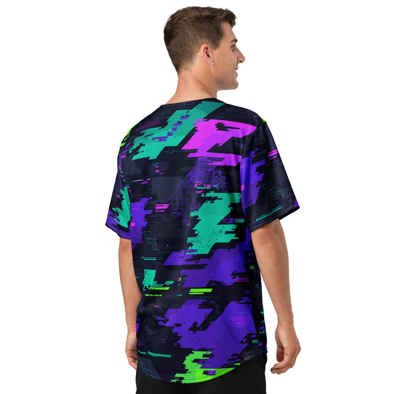 Cyberveil Iridescent Glitch CAMO Unisex Baseball Jersey