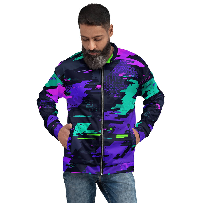 Cyberveil Iridescent Glitch CAMO Unisex Bomber Jacket