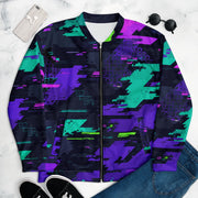 Cyberveil Iridescent Glitch CAMO Unisex Bomber Jacket - XS