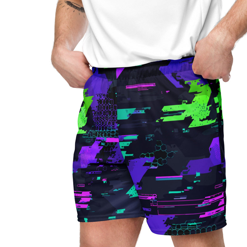 Cyberveil Iridescent Glitch CAMO Unisex Mesh Shorts