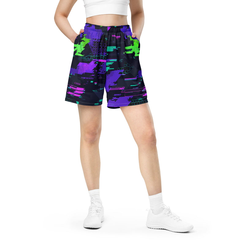 Cyberveil Iridescent Glitch CAMO Unisex Mesh Shorts