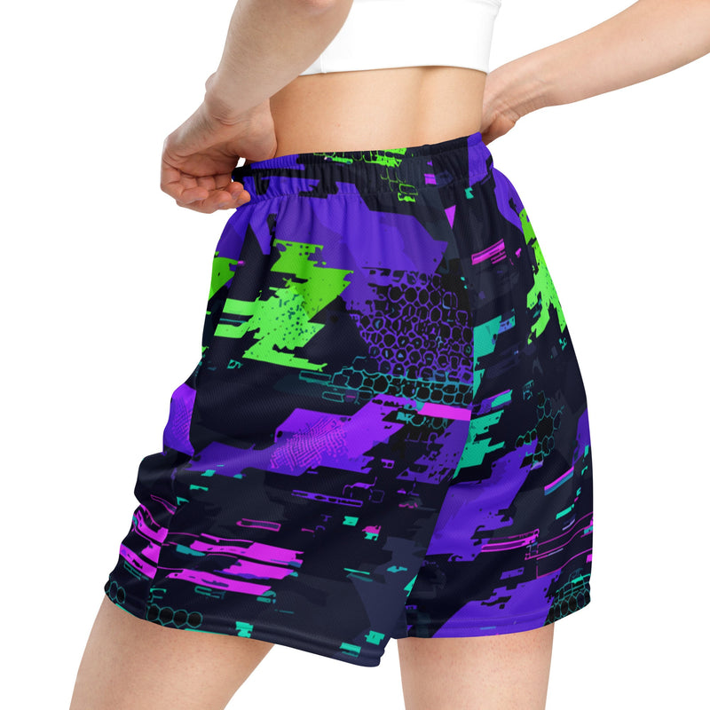 Cyberveil Iridescent Glitch CAMO Unisex Mesh Shorts