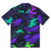 Cyberveil Iridescent Glitch CAMO Unisex Short-Sleeve Button Shirt - 2XS - Button-Up