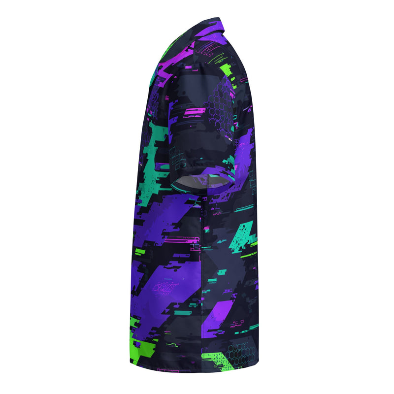 Cyberveil Iridescent Glitch CAMO Unisex Short-Sleeve Button Shirt - Button-Up