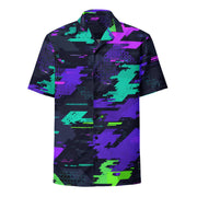Cyberveil Iridescent Glitch CAMO Unisex Short-Sleeve Button Shirt - Button-Up