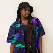 Cyberveil Iridescent Glitch CAMO Unisex Short-Sleeve Button Shirt - Button-Up