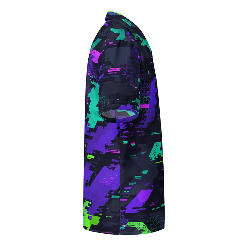 Cyberveil Iridescent Glitch CAMO Unisex Short-Sleeve Button Shirt - Button-Up