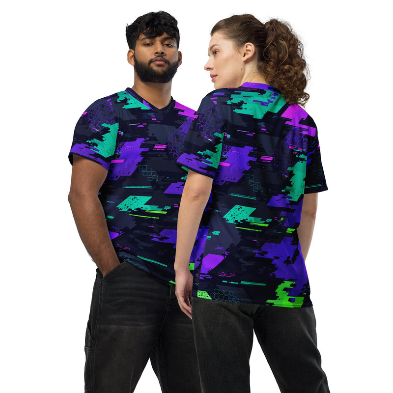 Cyberveil Iridescent Glitch CAMO Unisex Sports Jersey - 2XS