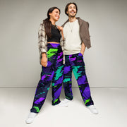 Cyberveil Iridescent Glitch CAMO Unisex Wide-Leg Joggers - 2XS