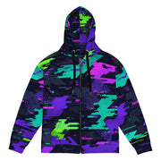 Cyberveil Iridescent Glitch CAMO Unisex Zip Hoodie - 2XS