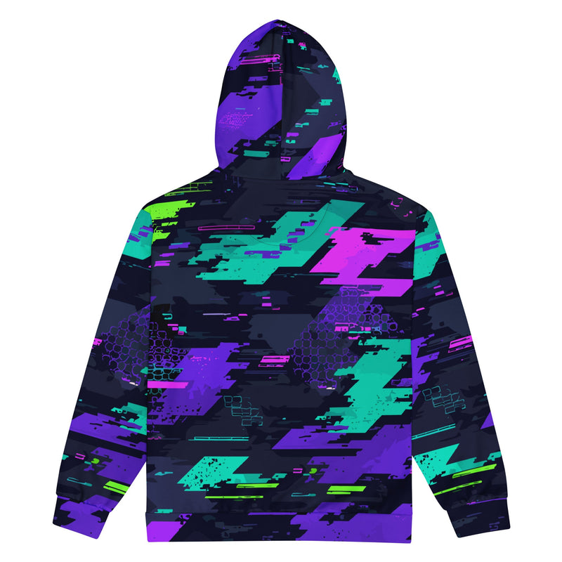 Cyberveil Iridescent Glitch CAMO Unisex Zip Hoodie