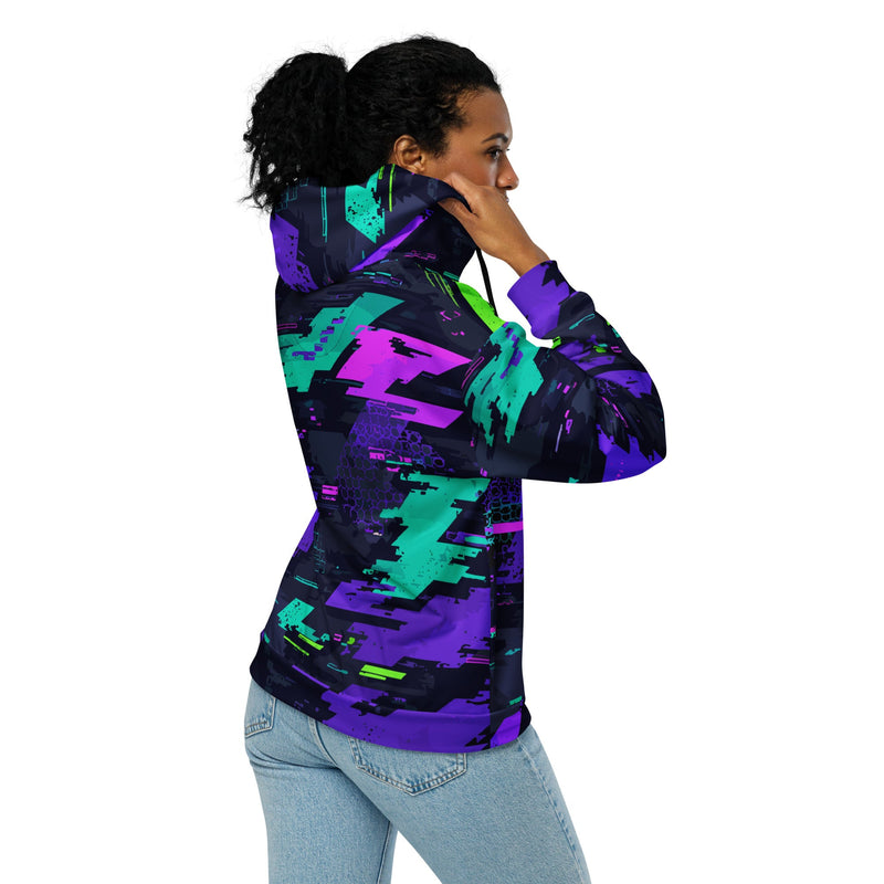 Cyberveil Iridescent Glitch CAMO Unisex Zip Hoodie