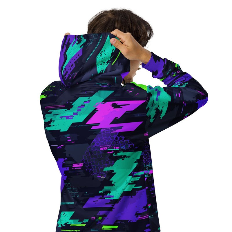Cyberveil Iridescent Glitch CAMO Unisex Zip Hoodie
