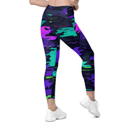 Cyberveil Iridescent Glitch CAMO Womens Leggings with Pockets - Women