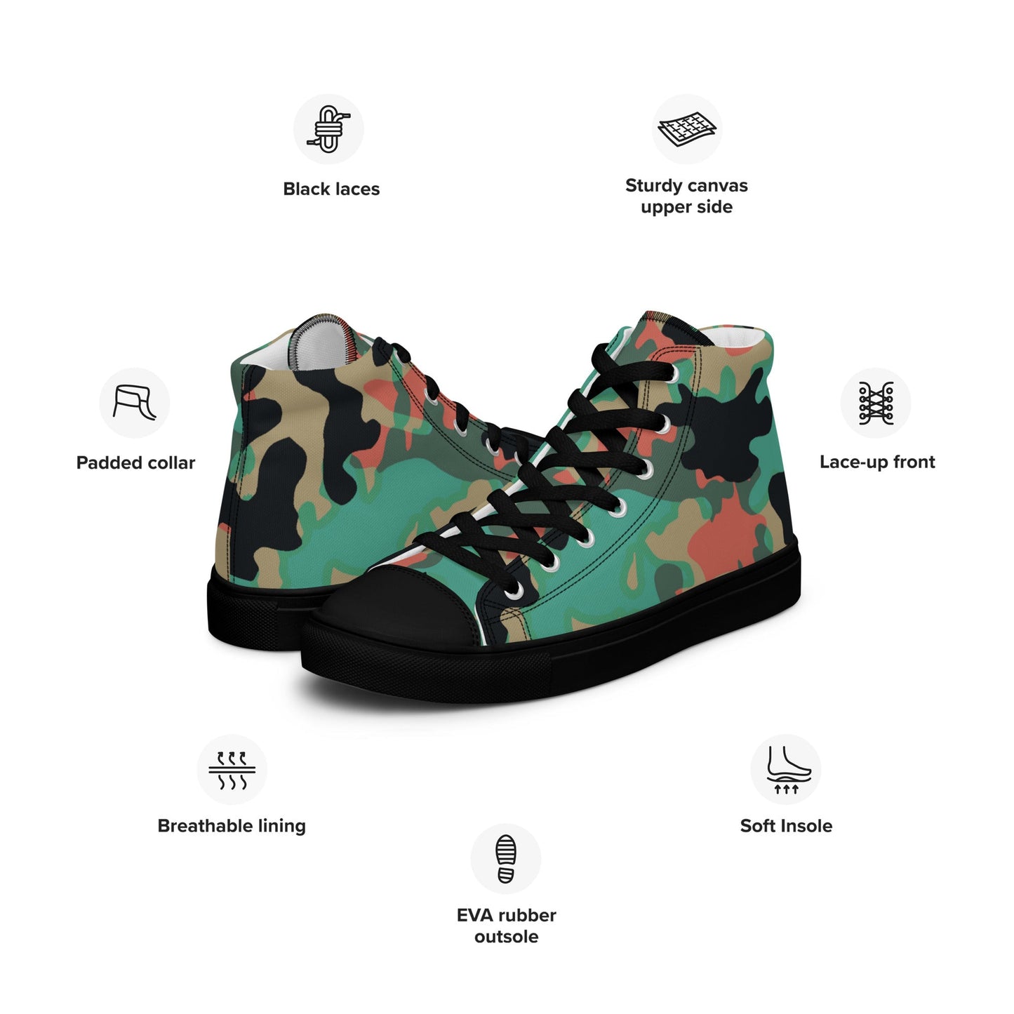 Czech Duby CAMO Mens high top canvas shoes - High Top Canvas Shoes