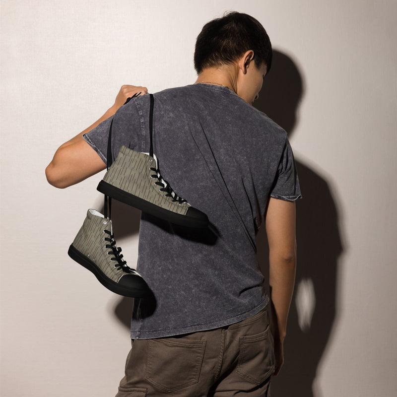 Rainstripe Needles and Clouds Brown CAMO Mens High-Top Canvas Shoes