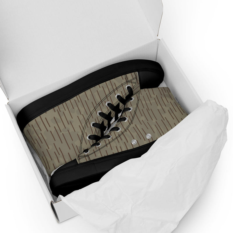 Rainstripe Needles and Clouds Brown CAMO Mens High-Top Canvas Shoes