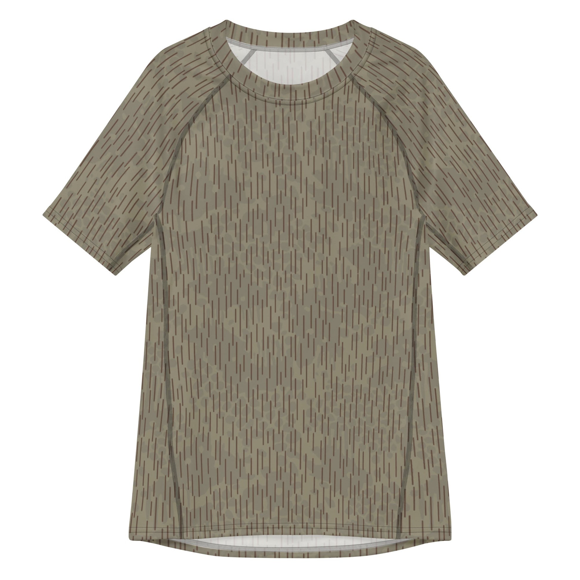 Czech Needles and Clouds Rainstripe Brown CAMO Mens Short-Sleeve Rash Guard - 2XS