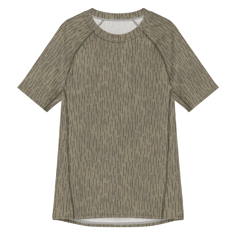 Rainstripe Needles and Clouds Brown CAMO Mens Short-Sleeve Rash Guard - 2XS