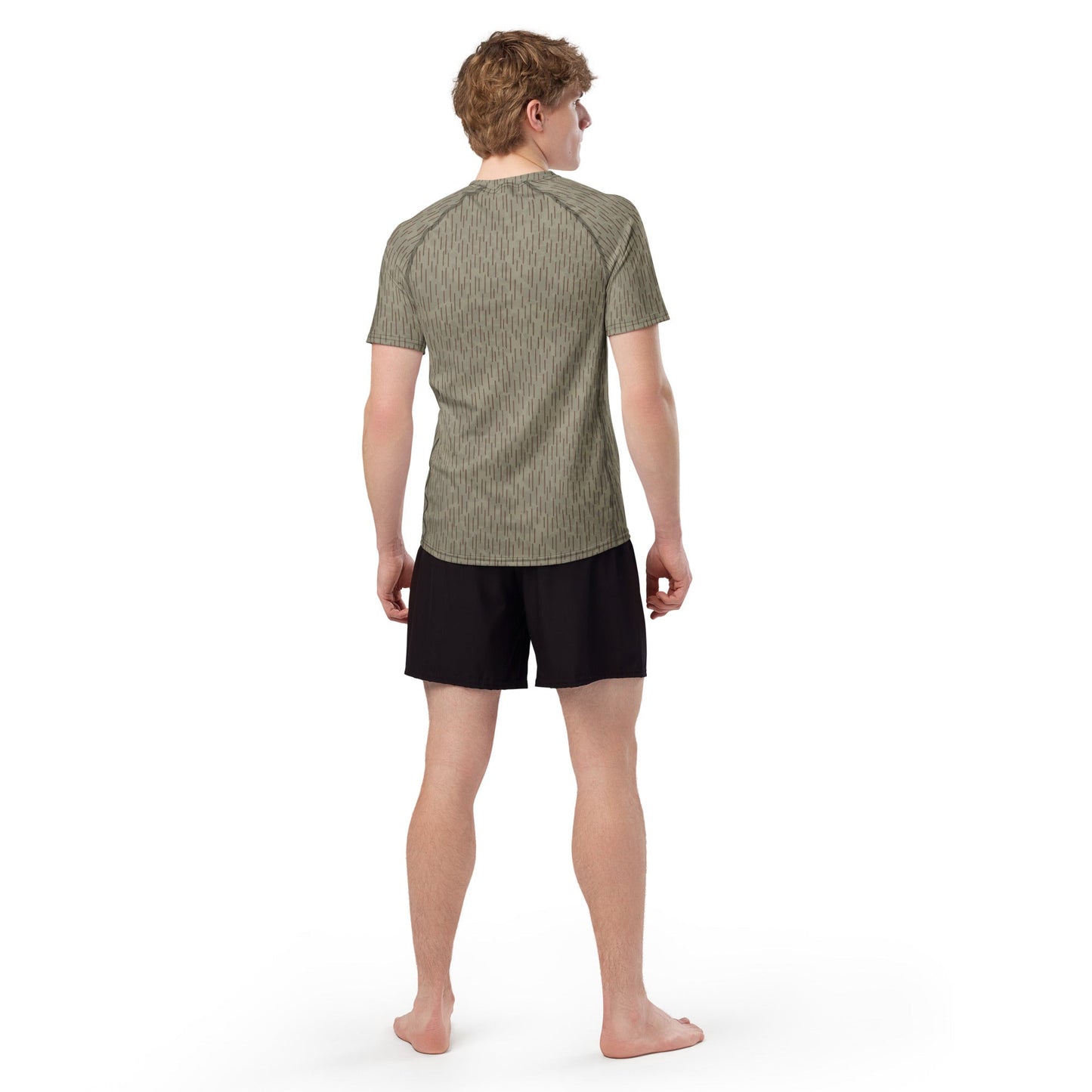Czech Needles and Clouds Rainstripe Brown CAMO Mens Short-Sleeve Rash Guard