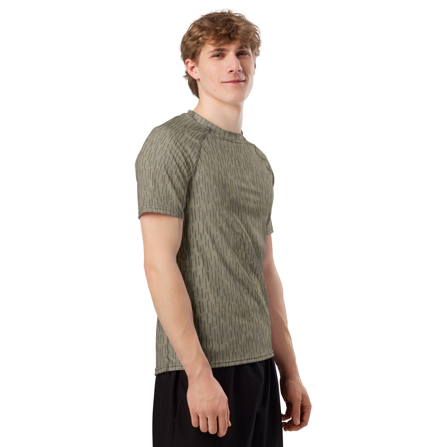 Czech Needles and Clouds Rainstripe Brown CAMO Mens Short-Sleeve Rash Guard