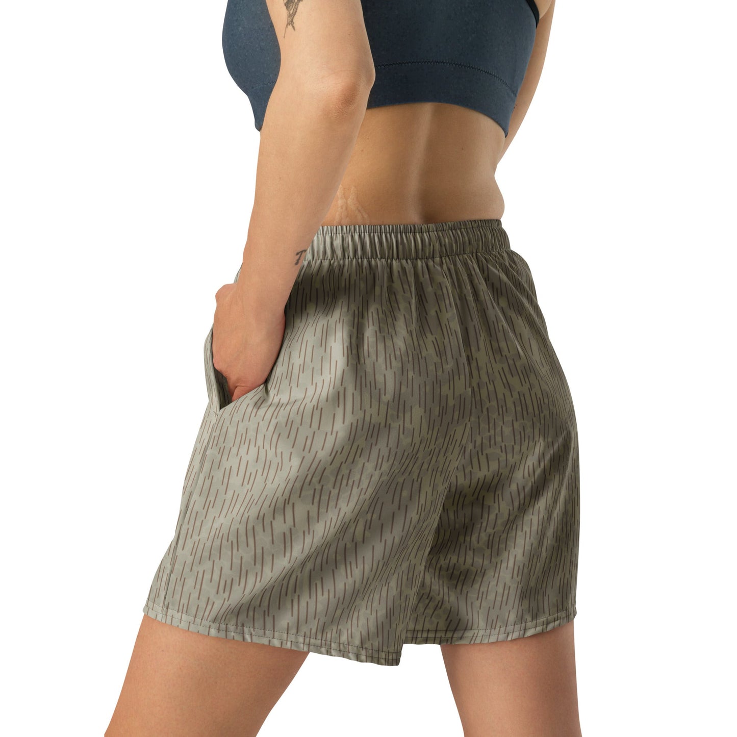 Czech Needles and Clouds Rainstripe Brown CAMO Unisex Athletic Long Shorts