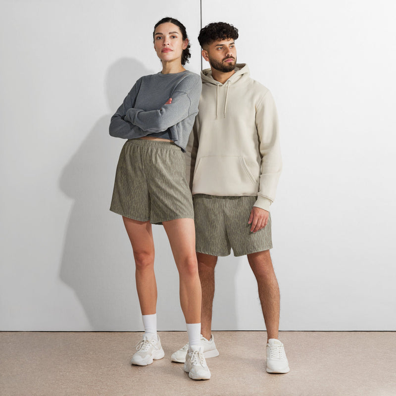 Rainstripe Needles and Clouds Brown CAMO Unisex Athletic Long Shorts