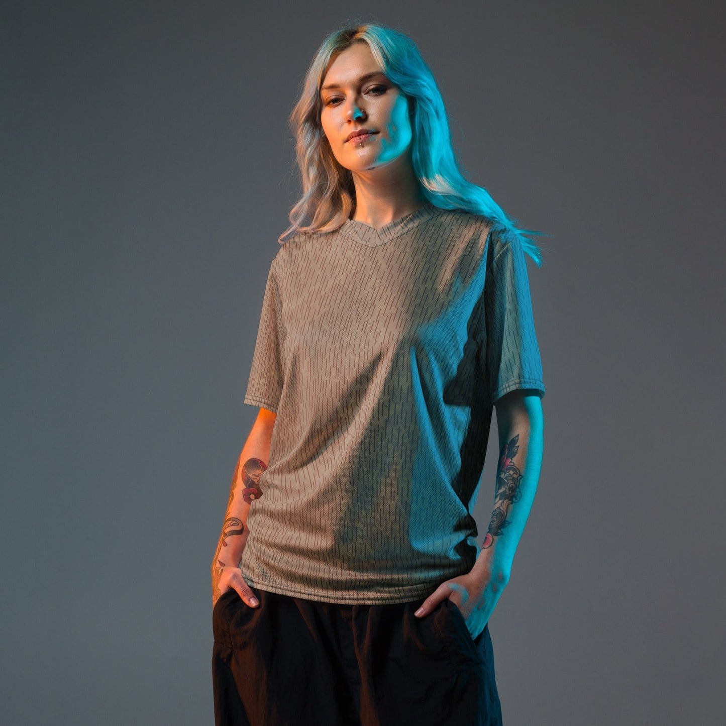 Czech Needles and Clouds Rainstripe Brown CAMO unisex sports jersey - Sports Jerseys