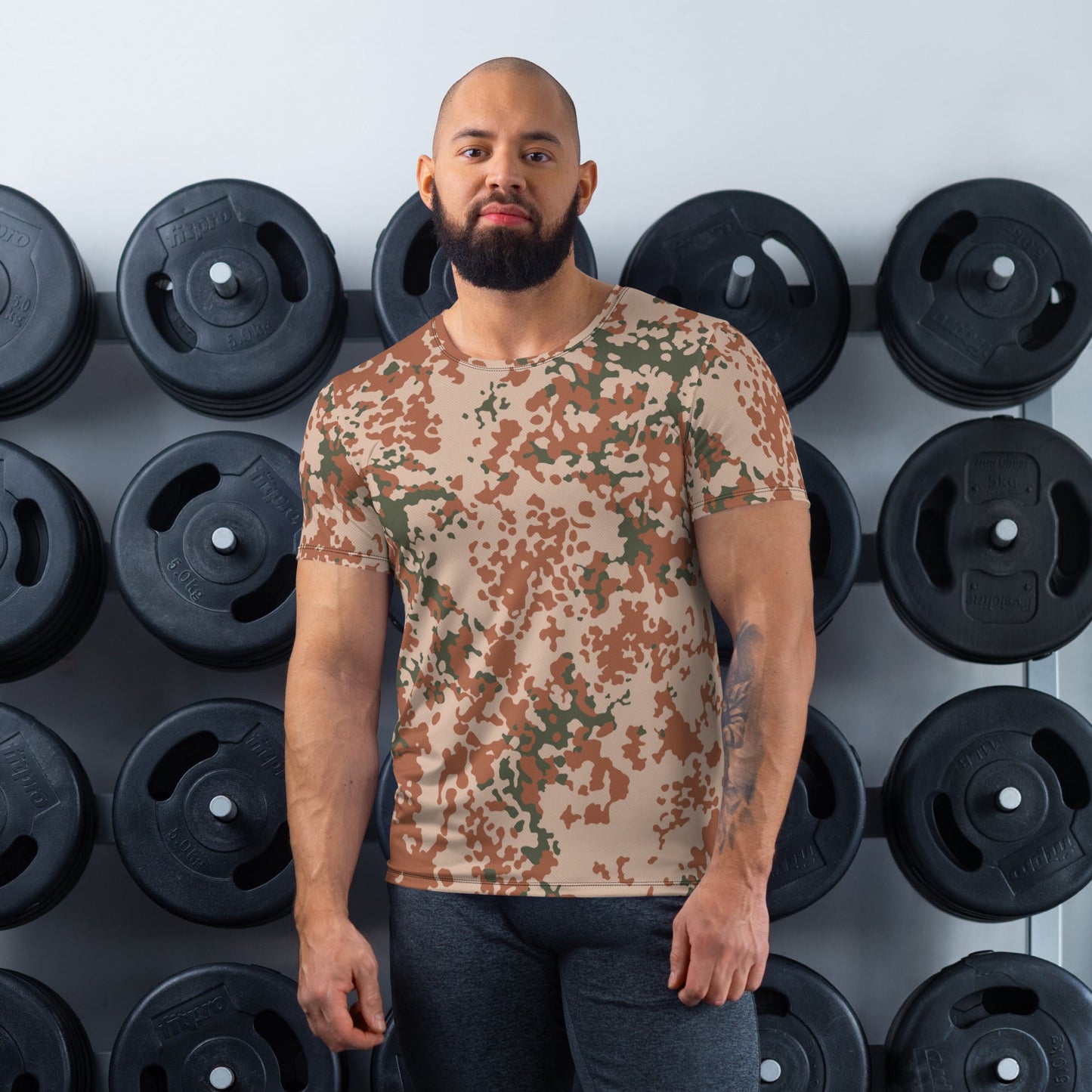 Danish Flecktarn Desert CAMO Mens Athletic T-shirt - XS - T-Shirts