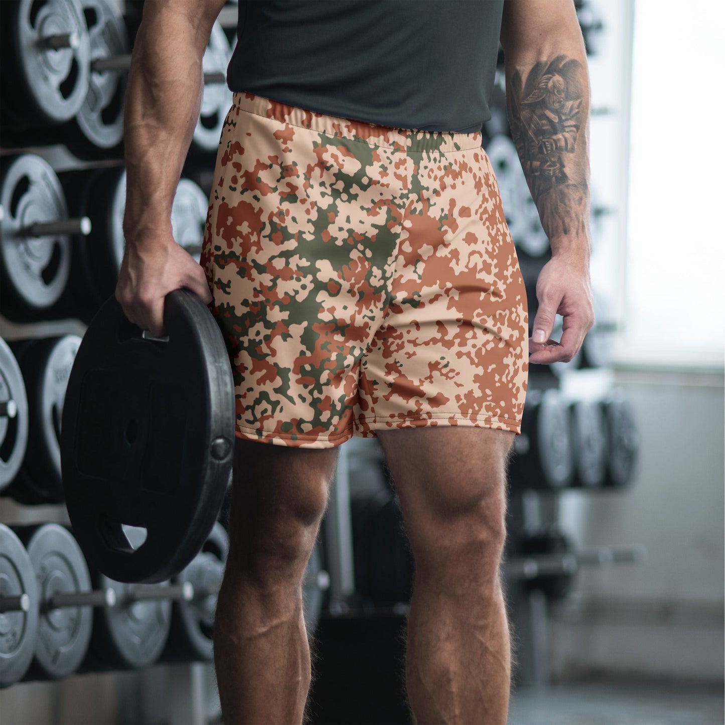 Danish Flecktarn Desert CAMO Unisex Athletic Long Shorts - XS