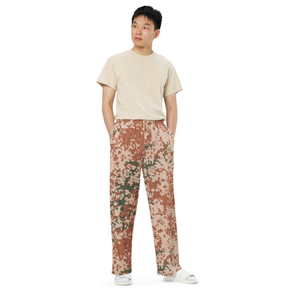 Danish Flecktarn Desert CAMO unisex wide-leg pants - Wide-leg Pants