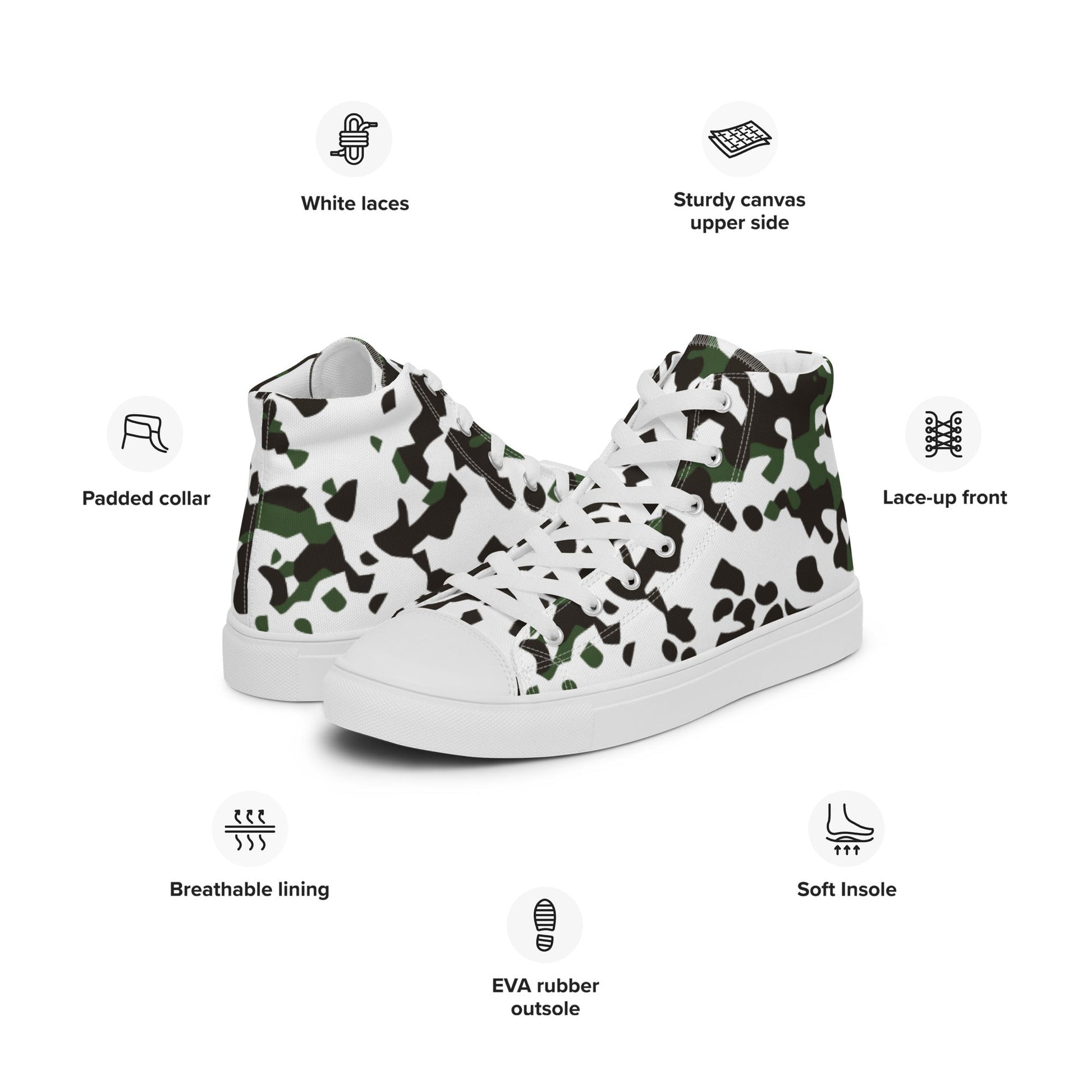 Danish Flecktarn Snow CAMO Mens high top canvas shoes - High Top Canvas Shoes