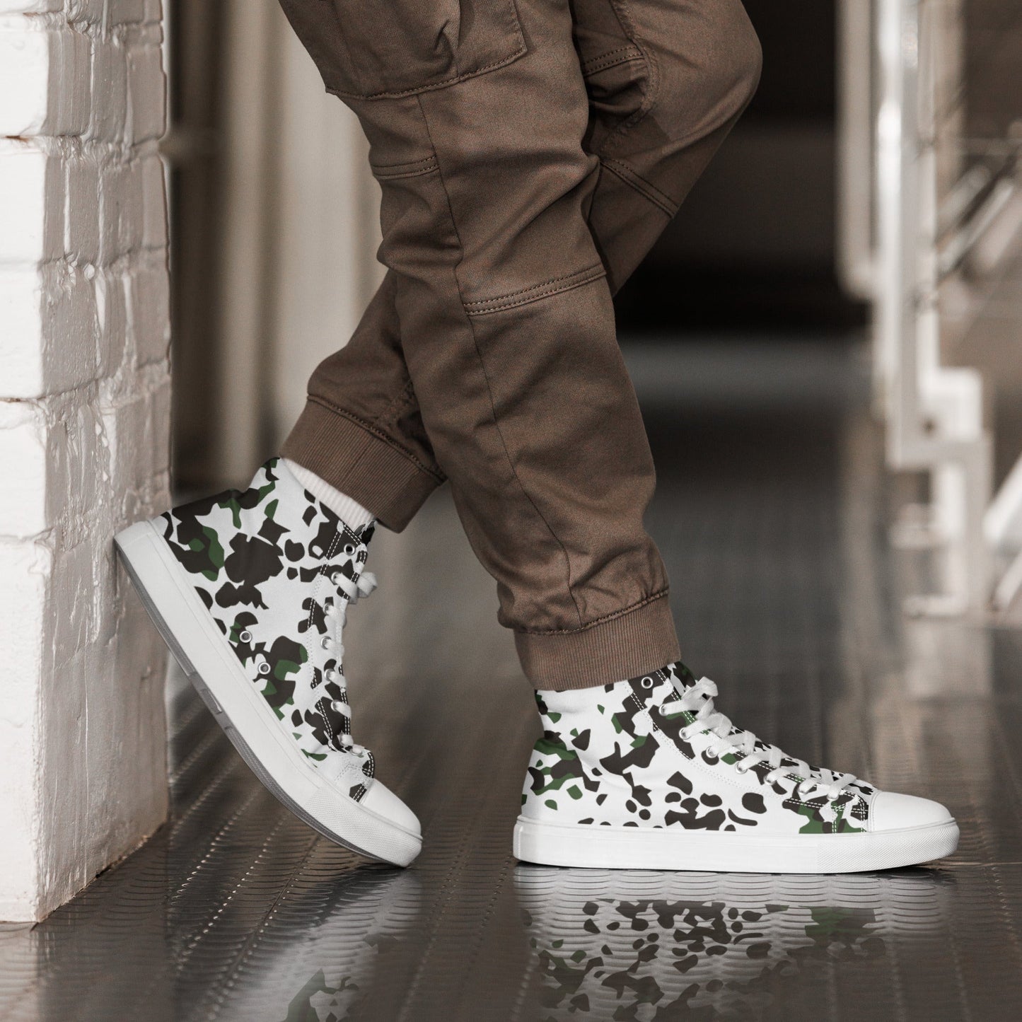 Danish Flecktarn Snow CAMO Mens high top canvas shoes - High Top Canvas Shoes
