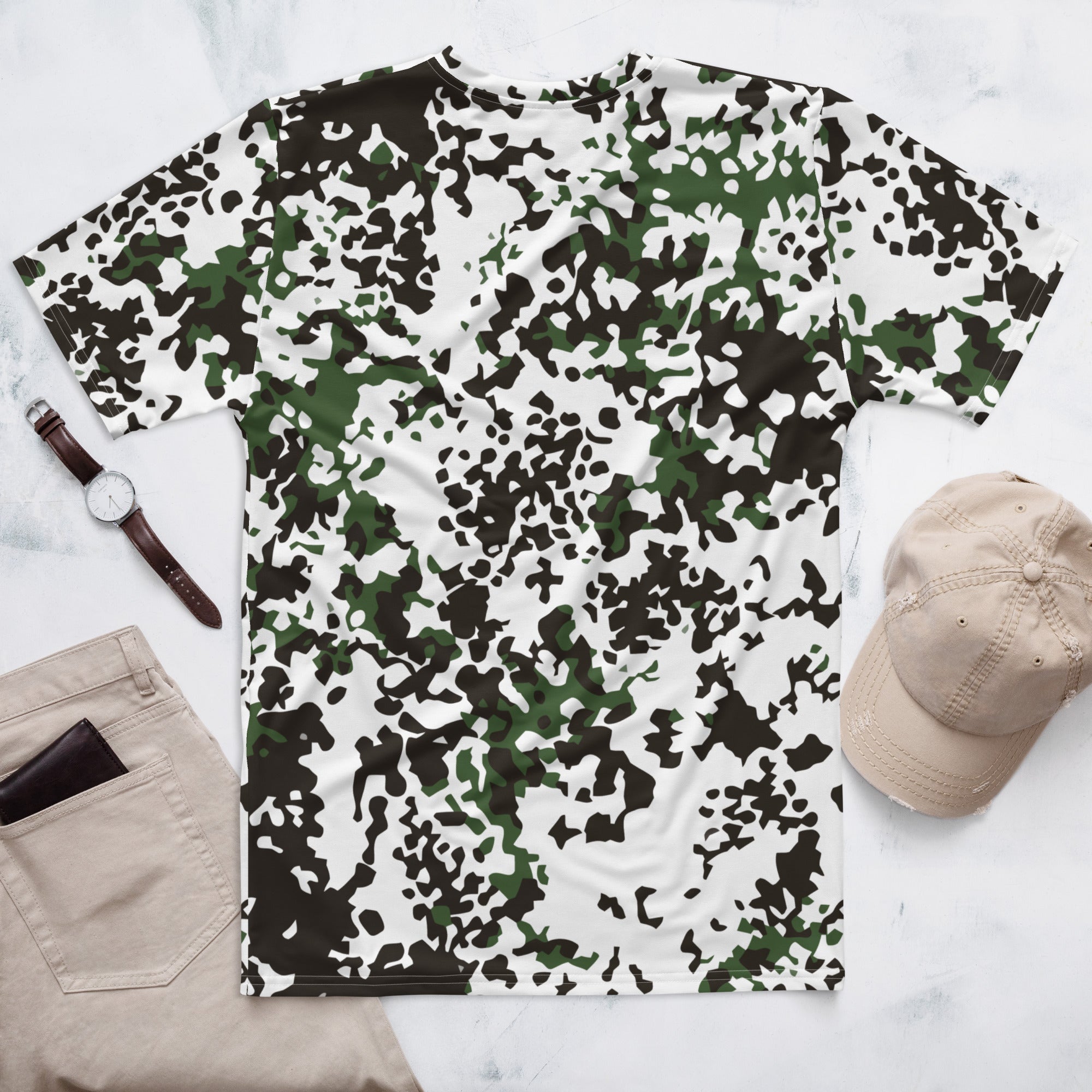 CAMO HQ - Danish Flecktarn Snow CAMO Mens T-Shirt - Worldwide Shipping
