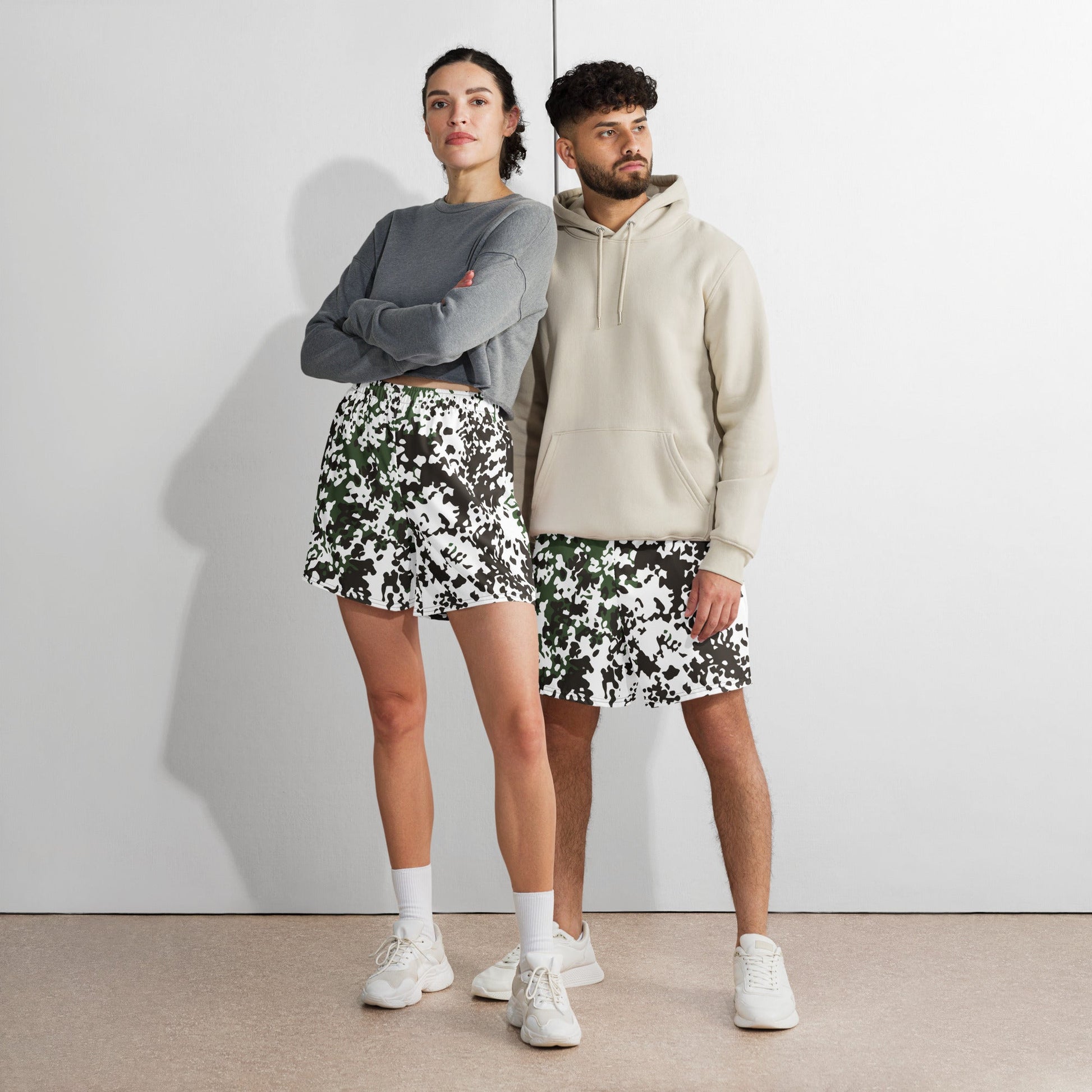 Danish Flecktarn Snow CAMO Unisex Athletic Long Shorts