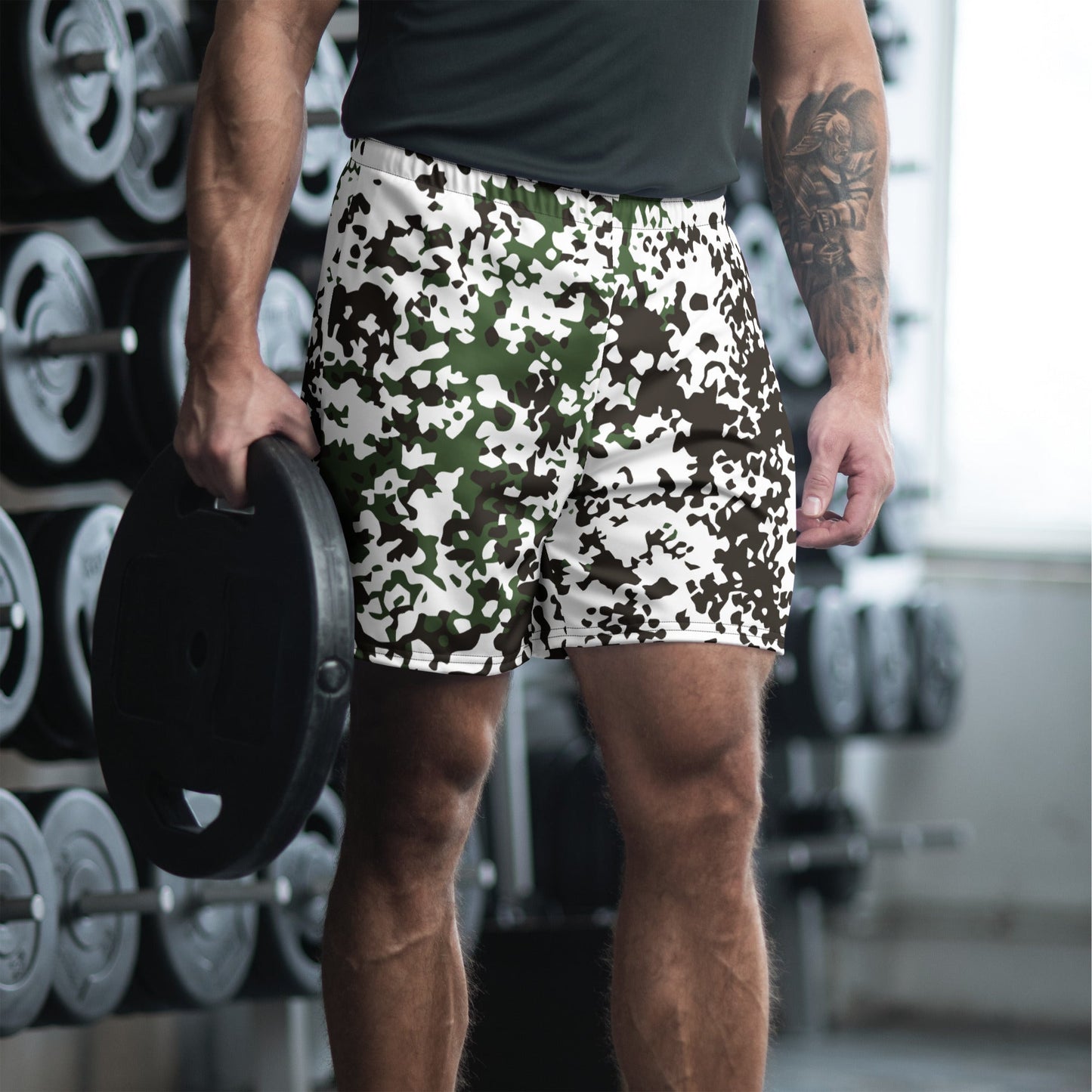 Danish Flecktarn Snow CAMO Unisex Athletic Long Shorts XS