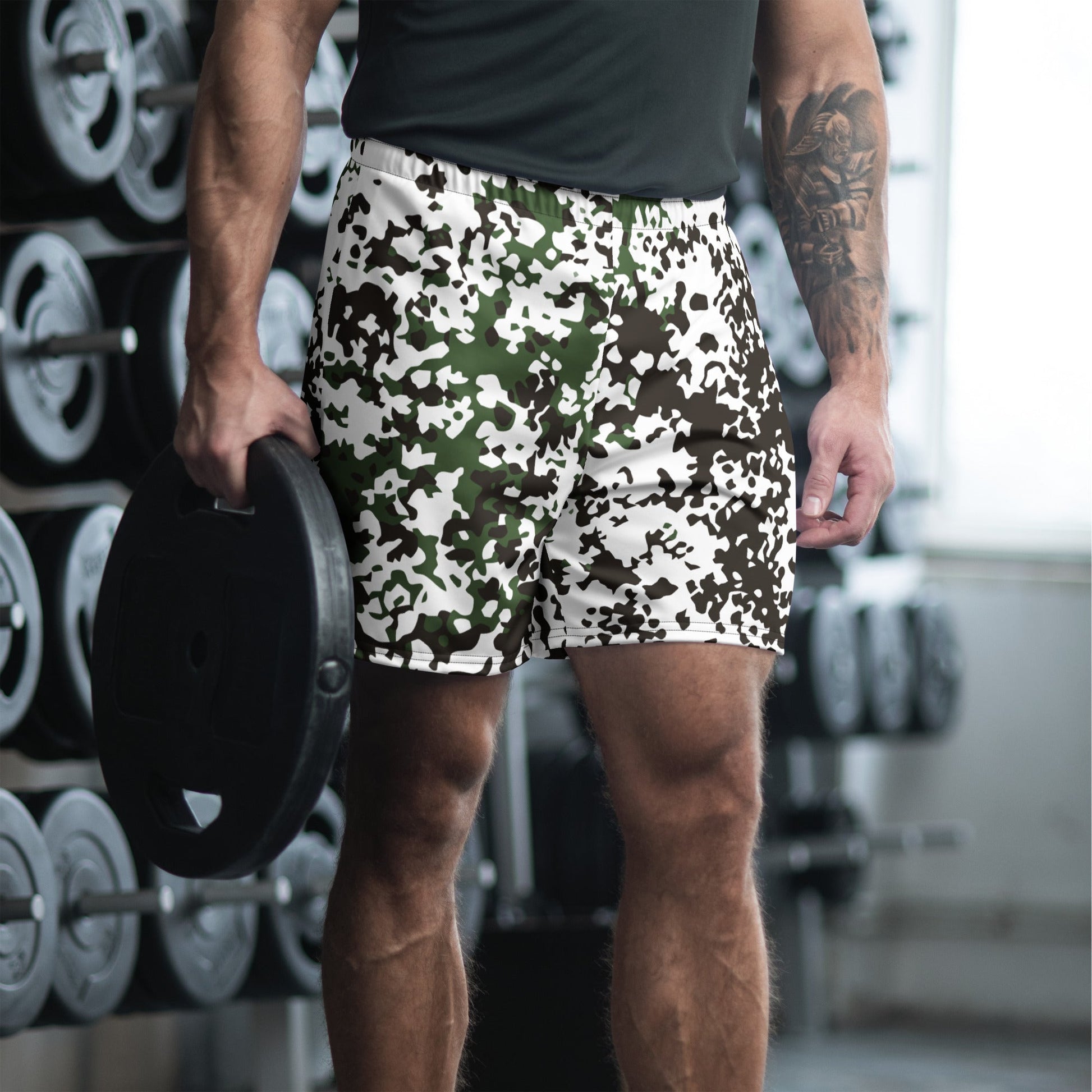 Danish Flecktarn Snow CAMO Unisex Athletic Long Shorts XS