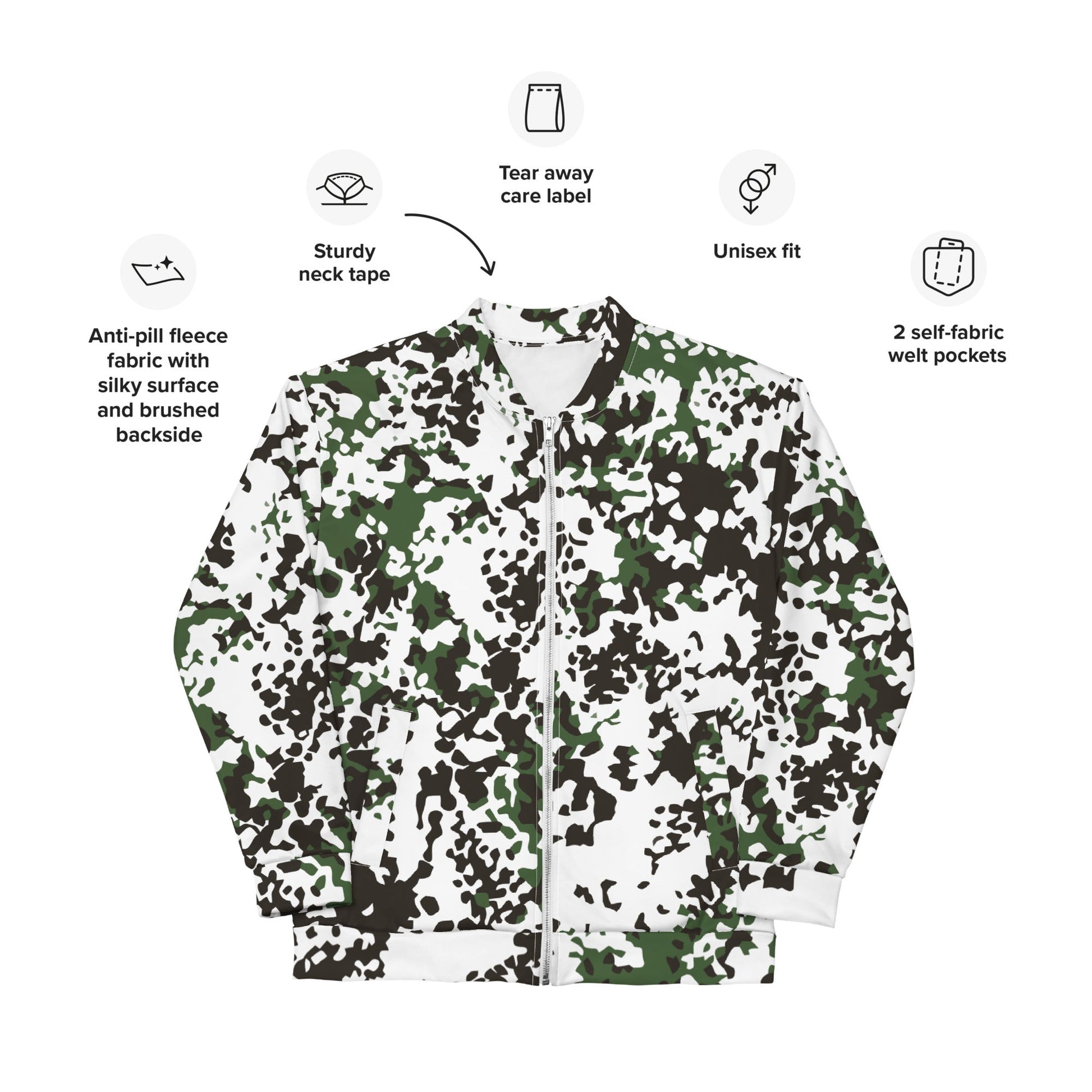 Danish Flecktarn Snow CAMO Unisex Bomber Jacket - Jackets
