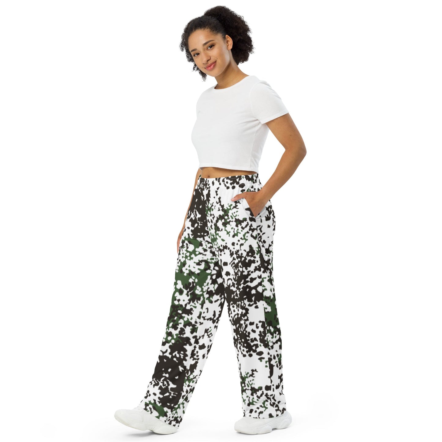 Danish Flecktarn Snow CAMO unisex wide leg pants Wide Pants