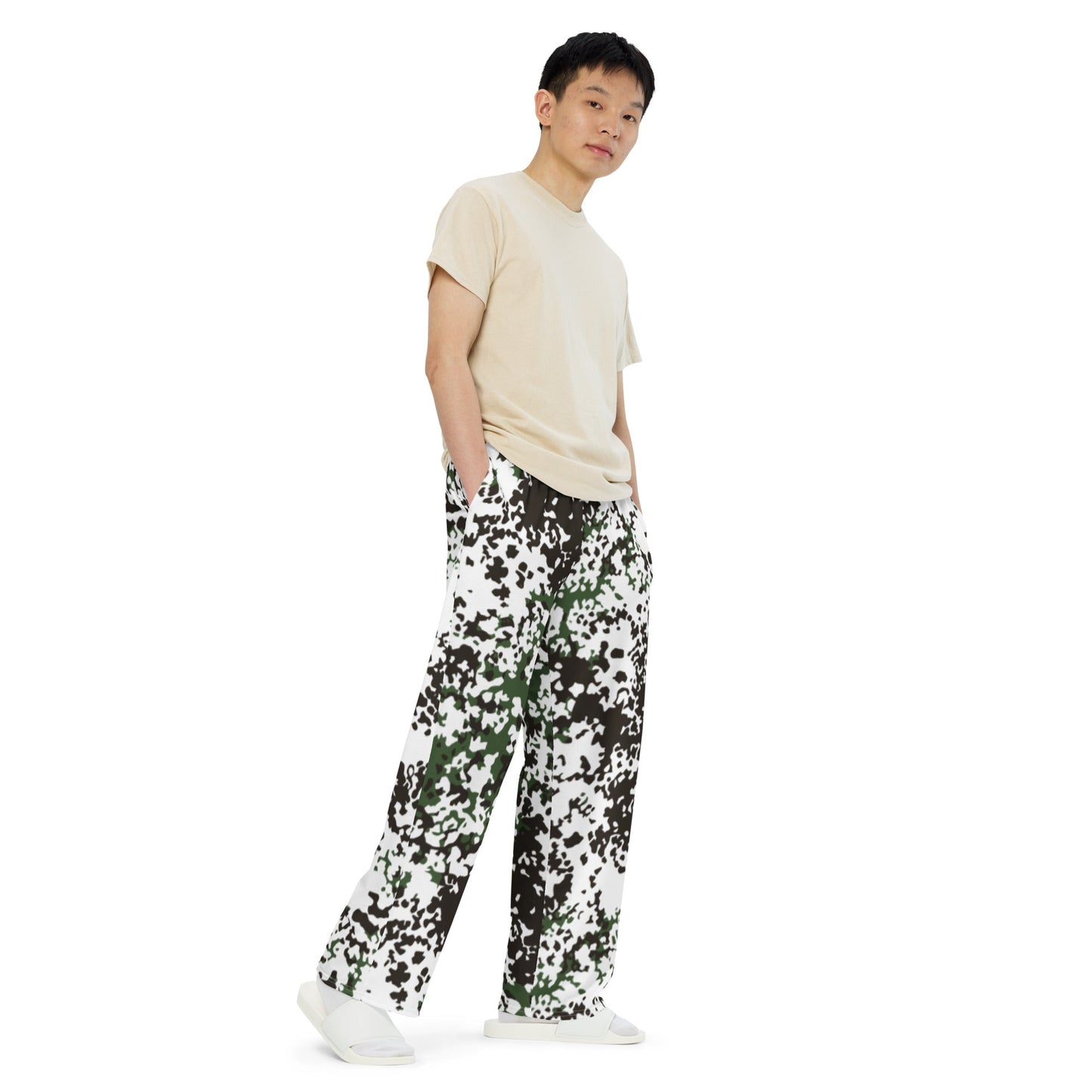 Danish Flecktarn Snow CAMO unisex wide leg pants Wide Pants