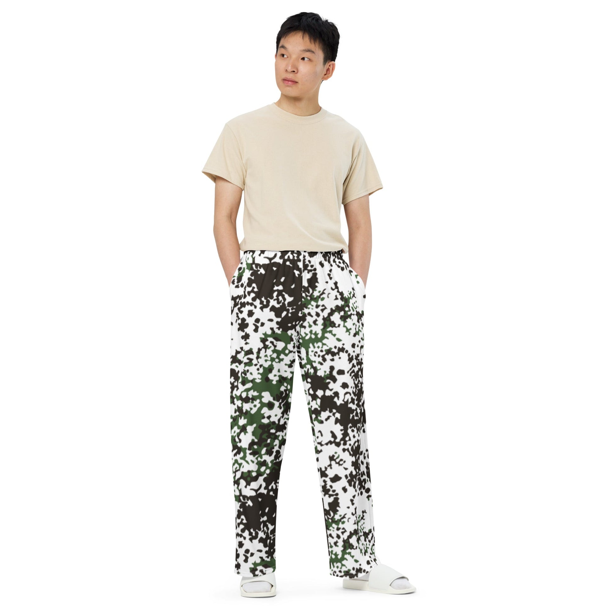 Danish Flecktarn Snow CAMO unisex wide leg pants Wide Pants