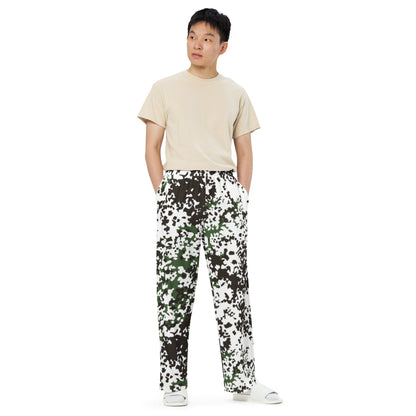Danish Flecktarn Snow CAMO unisex wide leg pants Wide Pants