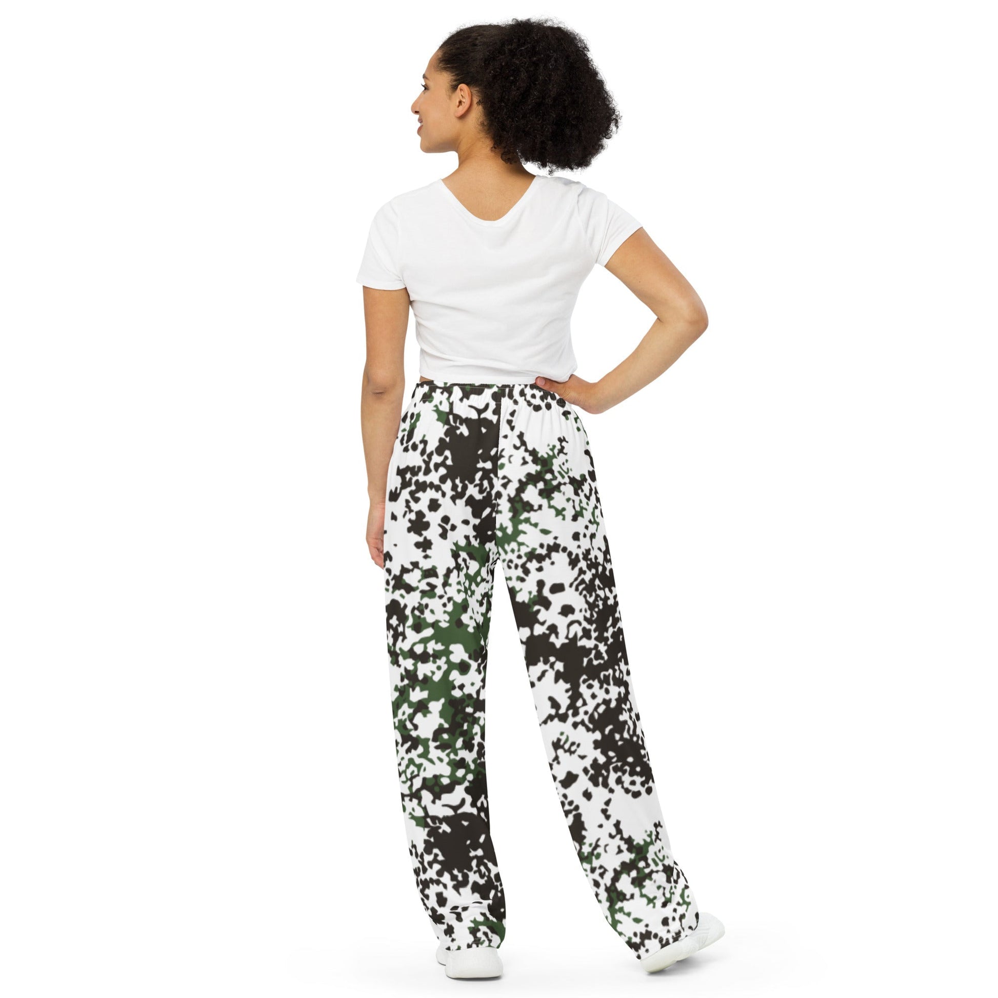 Danish Flecktarn Snow CAMO unisex wide leg pants Wide Pants