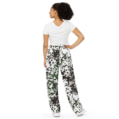 Danish Flecktarn Snow CAMO unisex wide leg pants Wide Pants